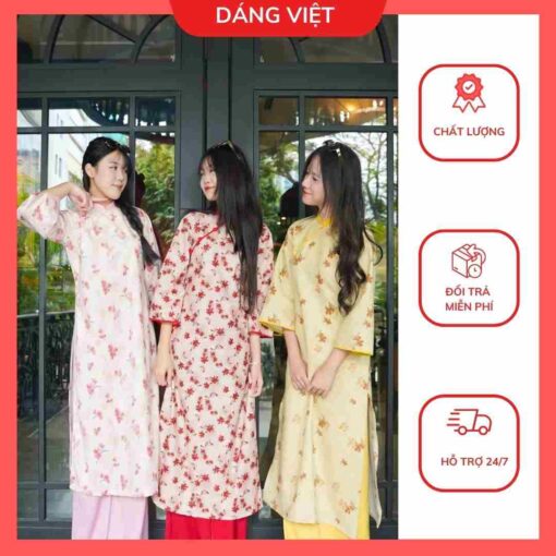 áo dài cách tân lỡ tay thêu hoa