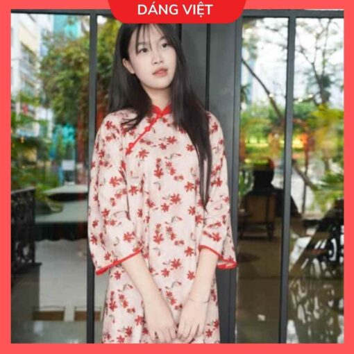 áo dài cách tân lỡ tay thêu hoa