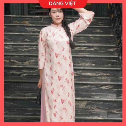 áo dài cách tân lỡ tay thêu hoa