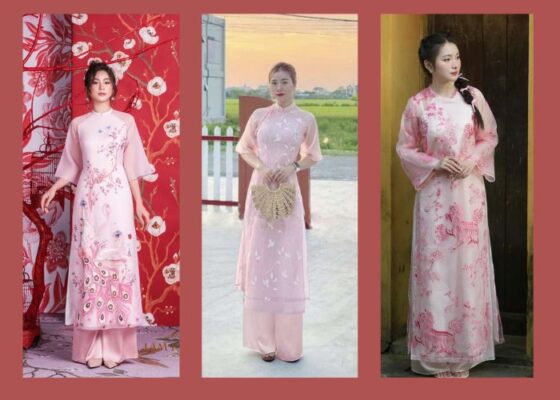 áo dài tay lỡ với họa tiết hoa