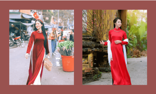 cách tạo dáng áo dài tết 3