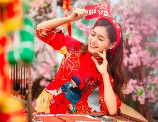 cách tạo dáng áo dài tết 6
