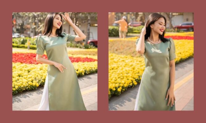 cách tạo dáng áo dài tết 4
