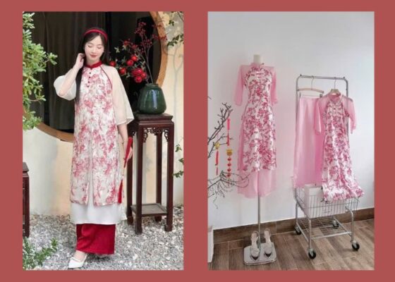 áo dài cách tân phối với quần ống rộng
