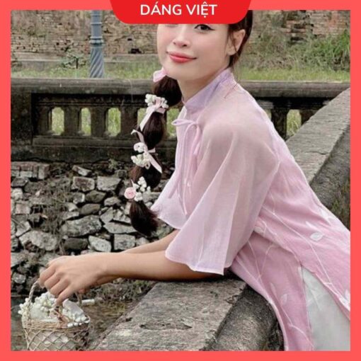 Set áo dài voan nơ