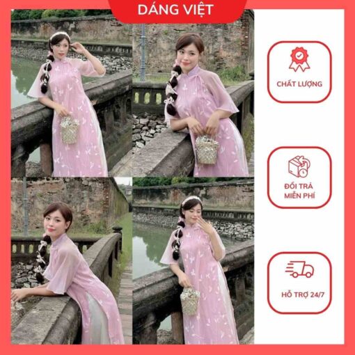 Set áo dài voan nơ