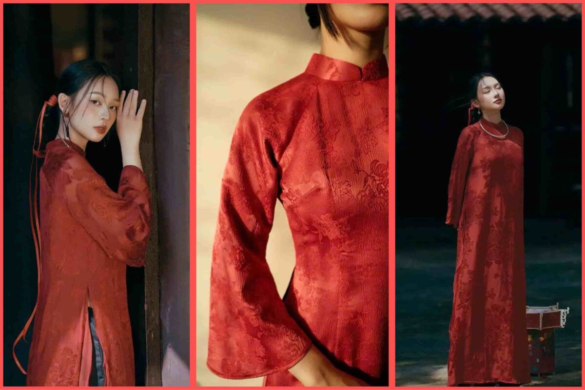 áo dài lụa mẫu xanh đơn giản